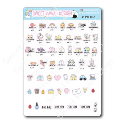 April 2025 Monthly Overview Stickers - A5