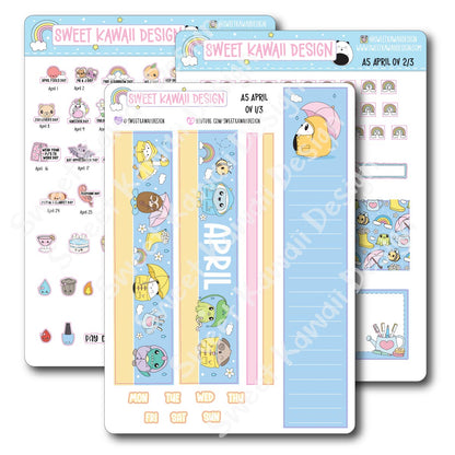 April 2025 Monthly Overview Stickers - A5