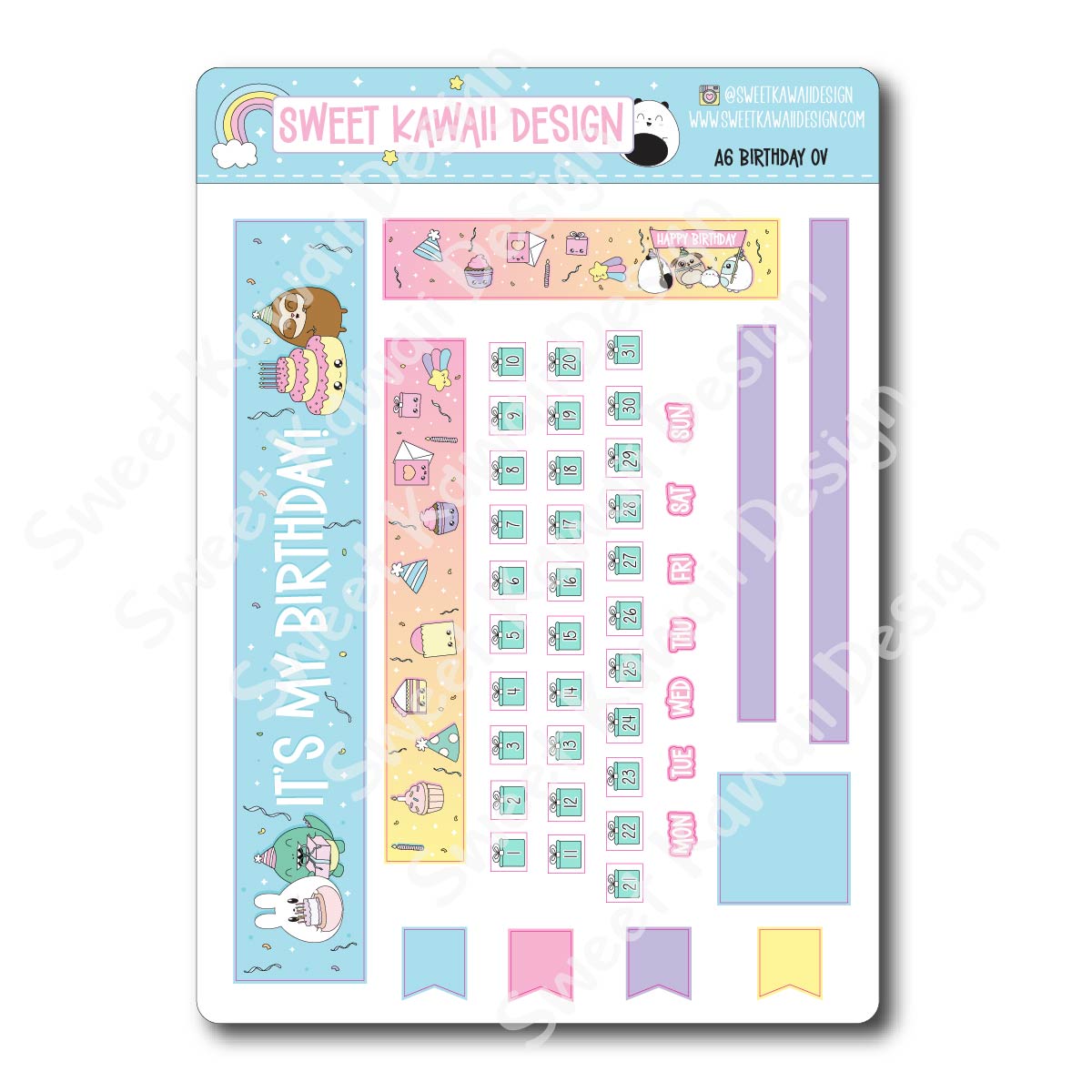 Birthday Monthly Overview Stickers - Hobo A6