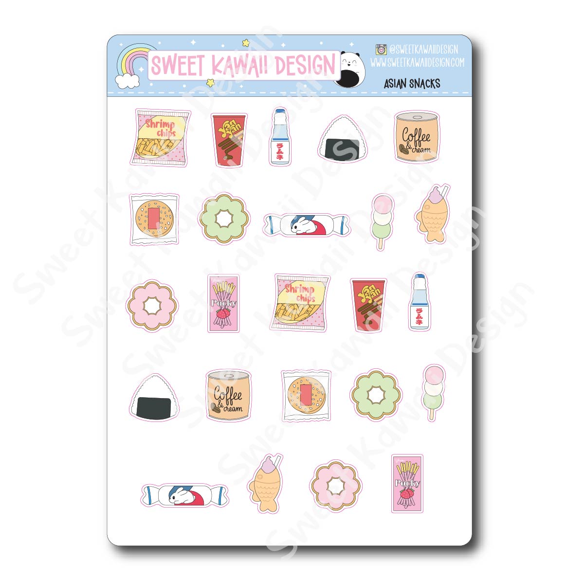 Kawaii Asian Snacks Stickers