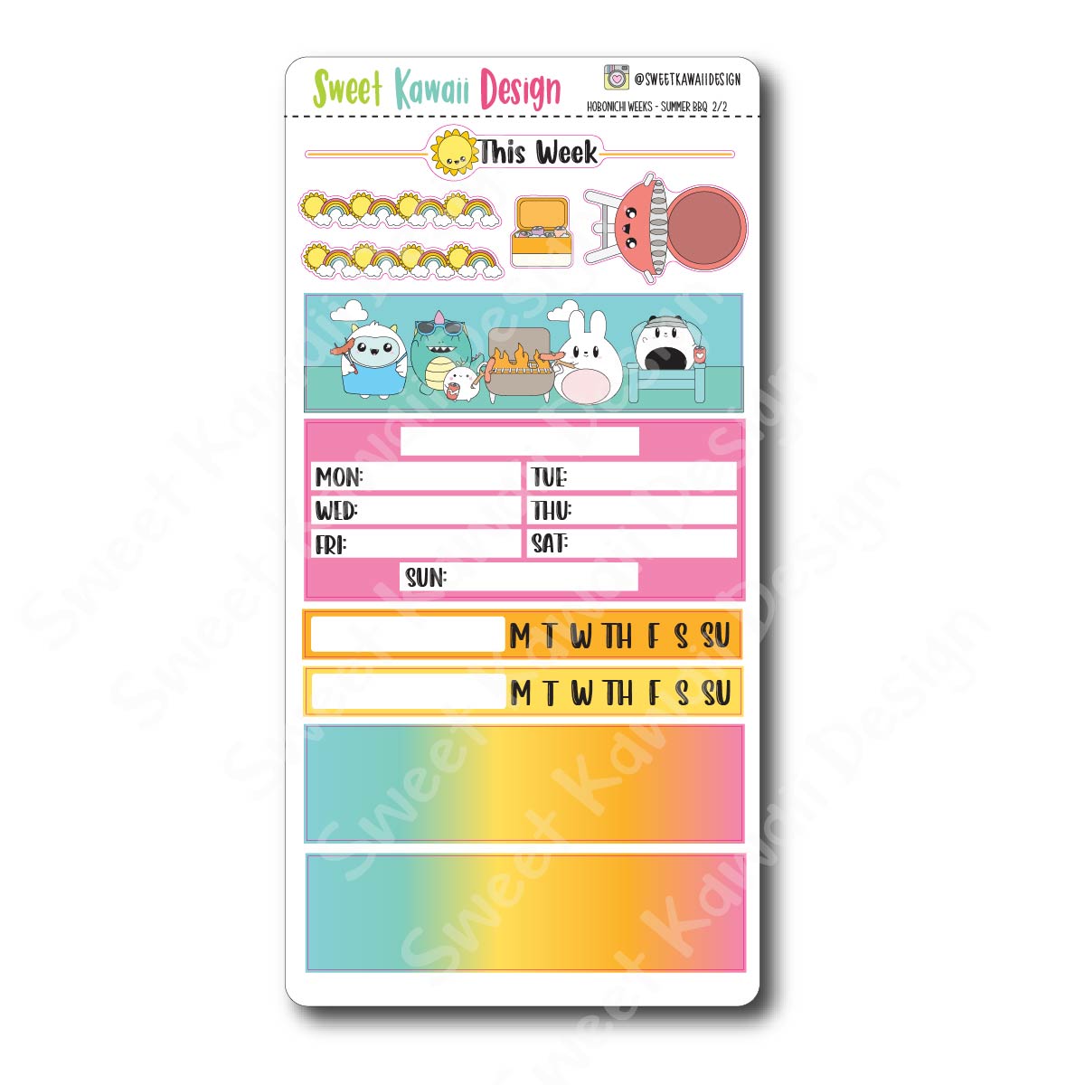 Kawaii Hobonichi Weeks Stickers - Summer BBQ