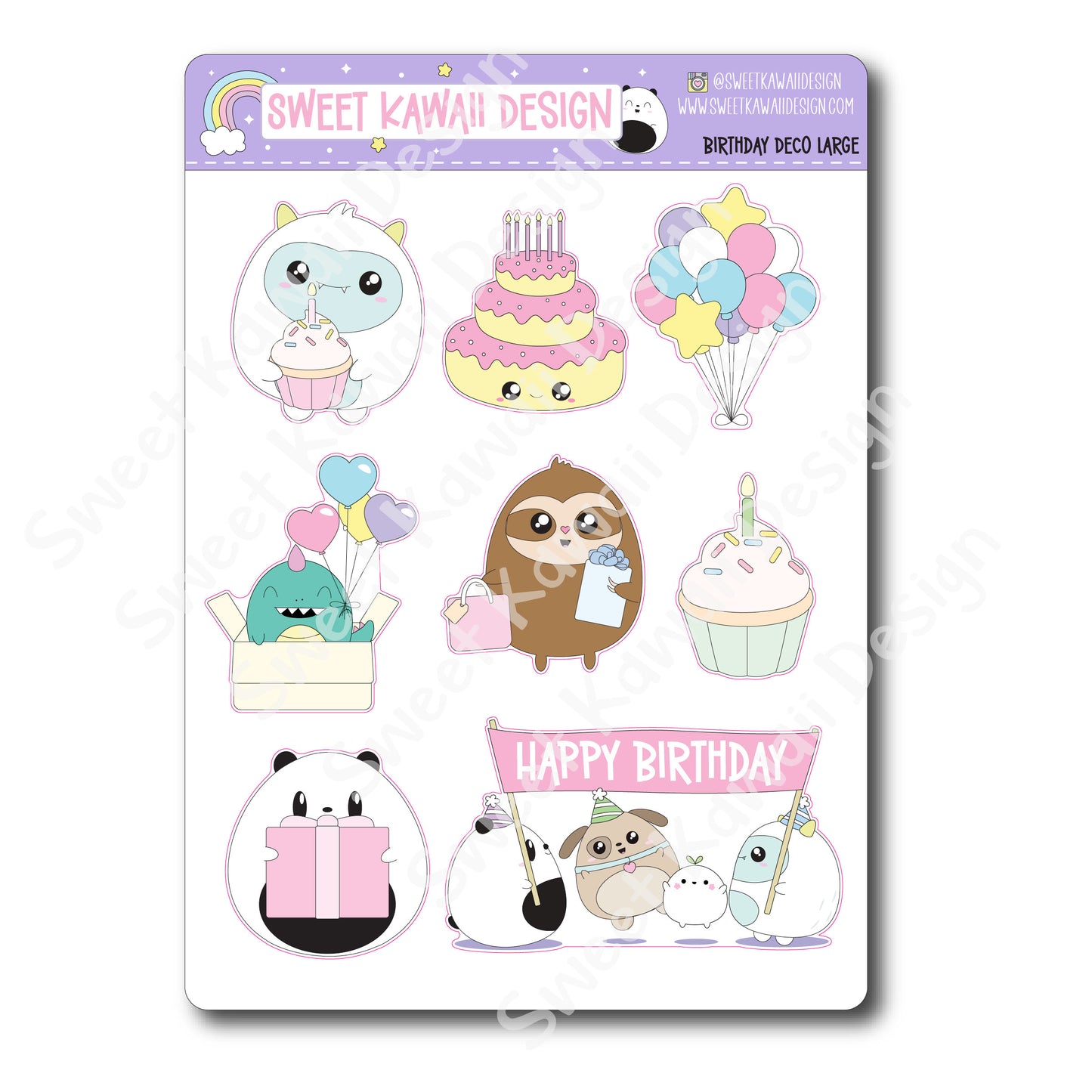 Kawaii Birthday Deco (LARGE) Stickers