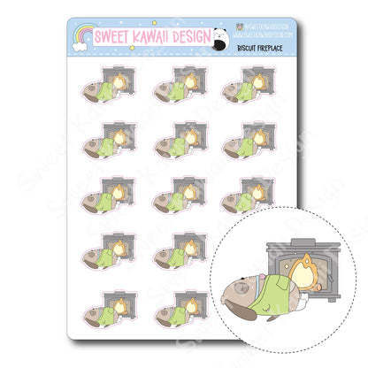 Kawaii Biscuit Stickers - Fireplace