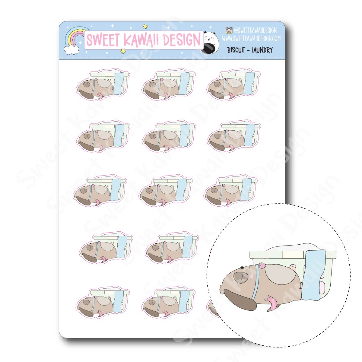 Kawaii Biscuit Stickers - Laundry