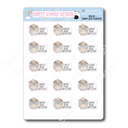 Kawaii Biscuit Stickers - Tummy Ache Survivor