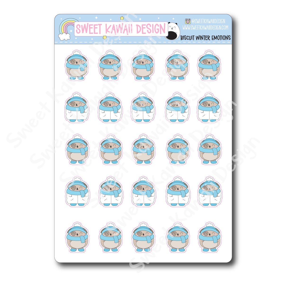 Kawaii Biscuit Stickers - Winter Emotions