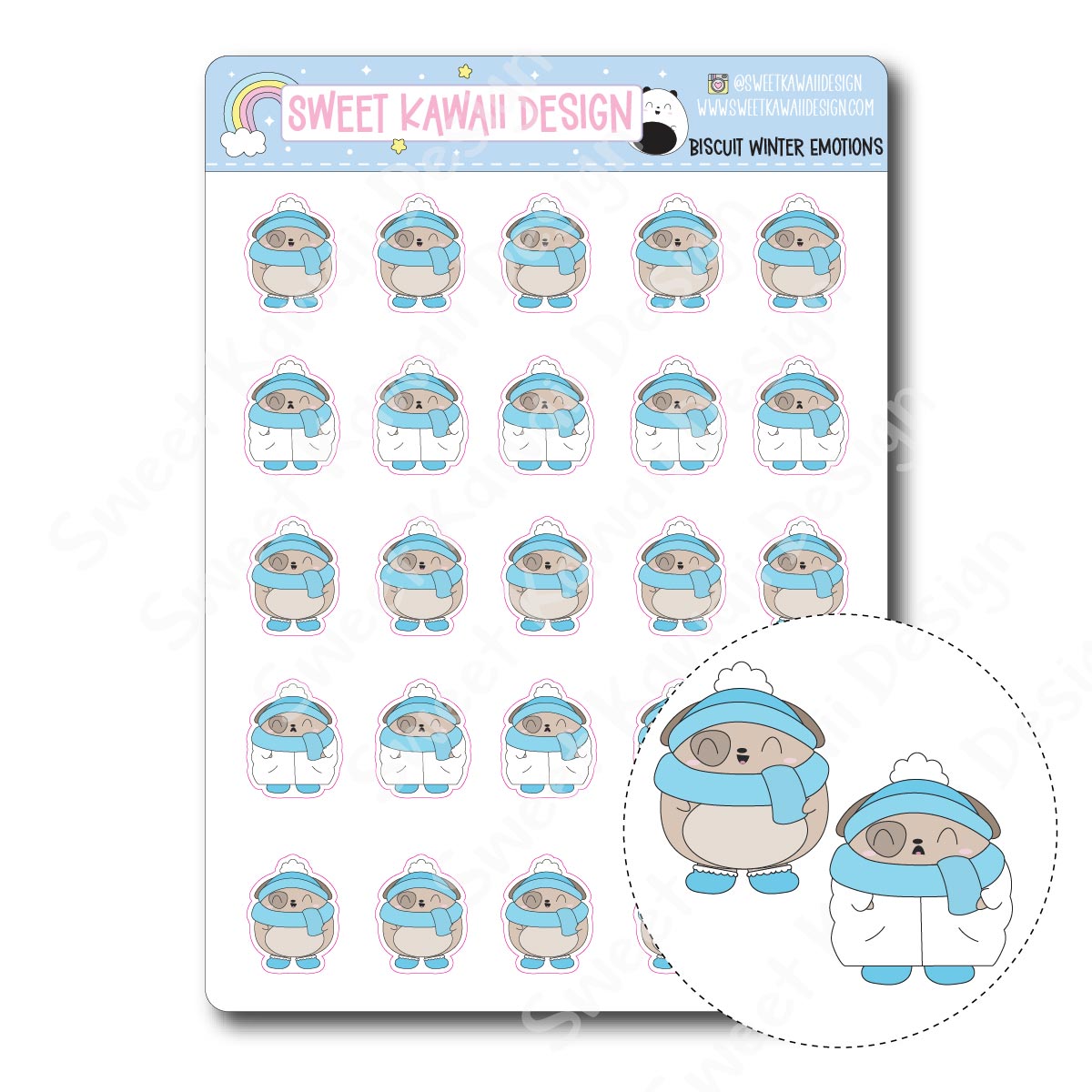 Kawaii Biscuit Stickers - Winter Emotions