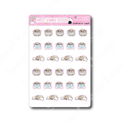 Kawaii Biscuit Stickers - Reading