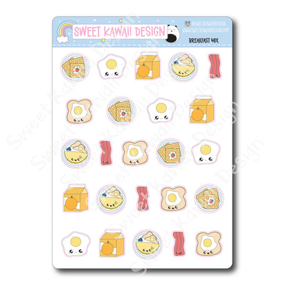 Kawaii Breakfast Mix Stickers