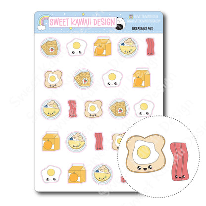 Kawaii Breakfast Mix Stickers