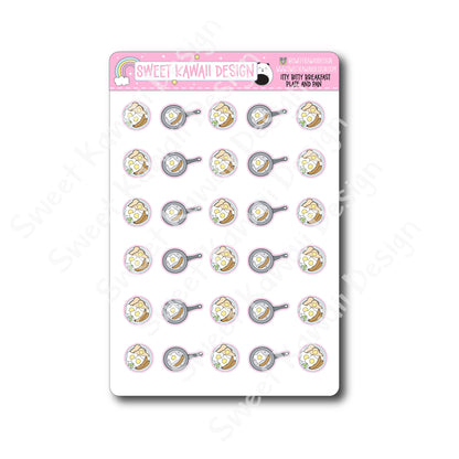 Kawaii Breakfast Plate and Pan Stickers