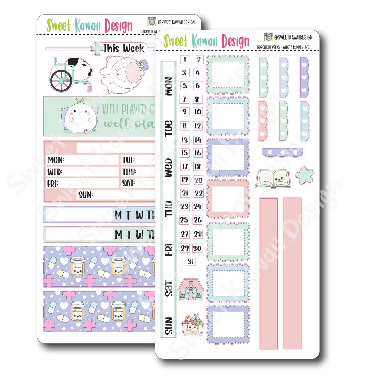 Kawaii Hobonichi Weeks Stickers - What a Bummer