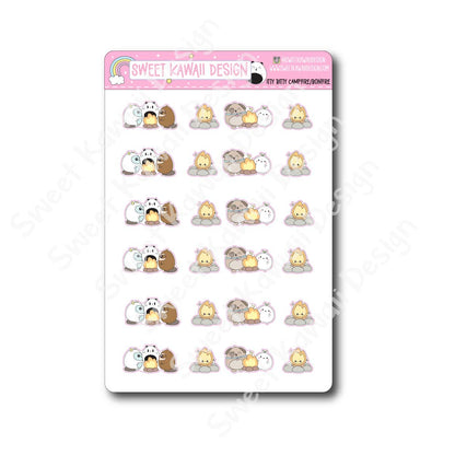 Kawaii Campfire/Bonfire Stickers