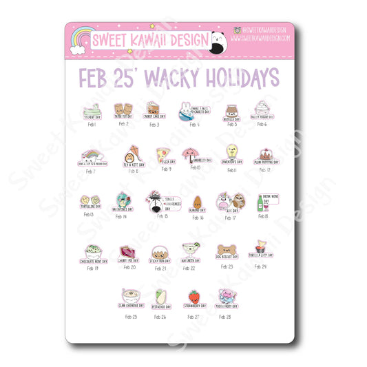 Itty Bitty Kawaii Celebrate the Day Stickers - February 2025