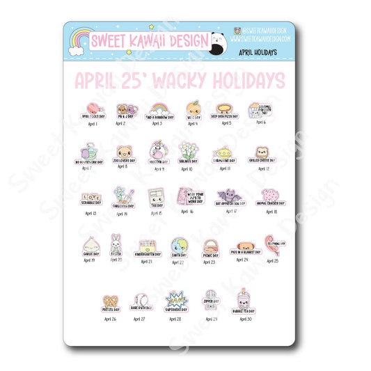 Itty Bitty Kawaii Celebrate the Day Stickers - April 2025