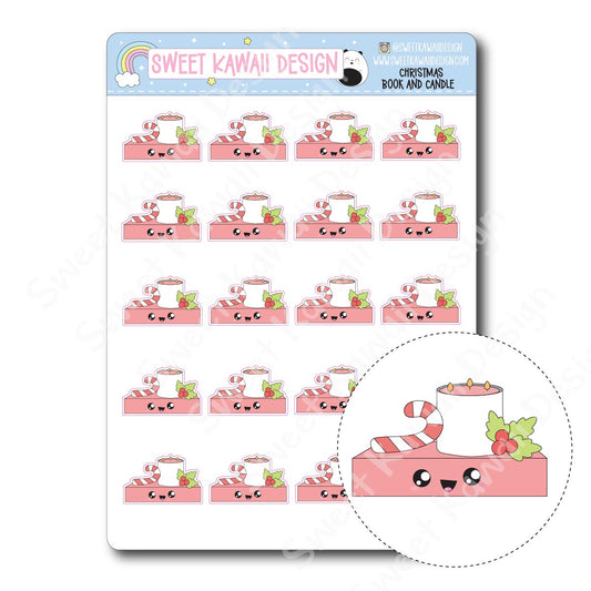 Kawaii Christmas Book and Candle Stickers