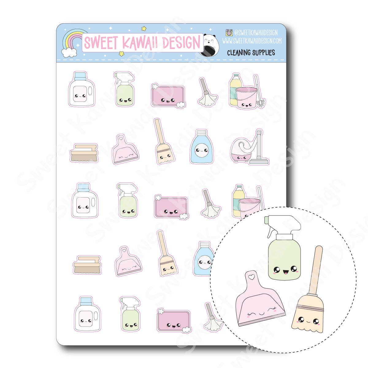 Kawaii Cleaning Supply Stickers