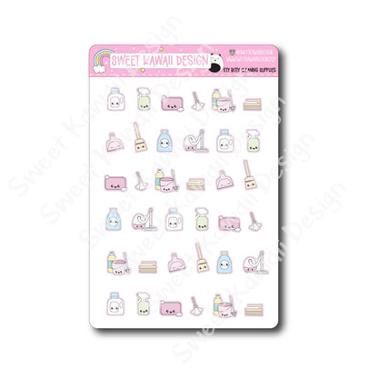 Kawaii Cleaning Supply Stickers