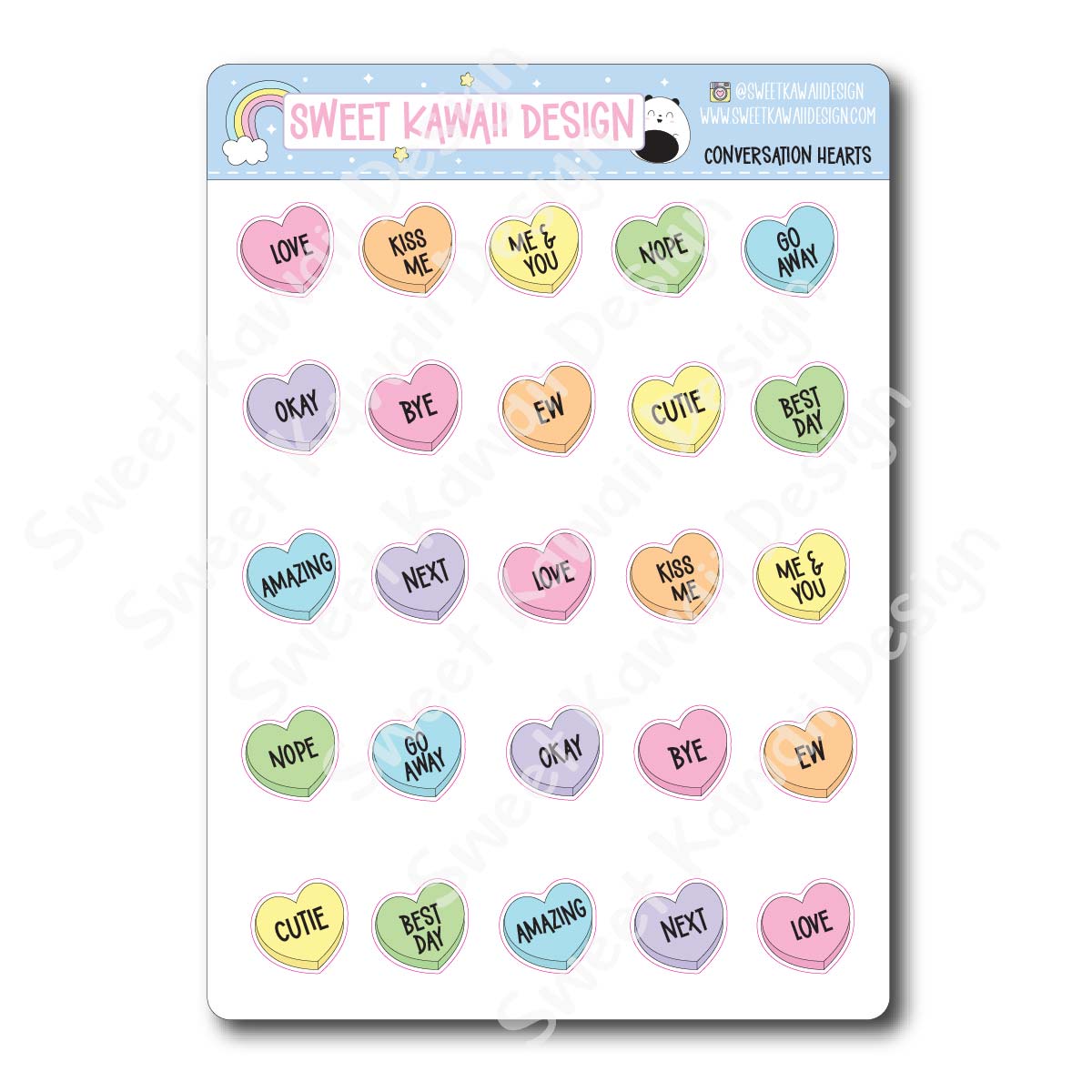 Kawaii Conversation Heart Stickers