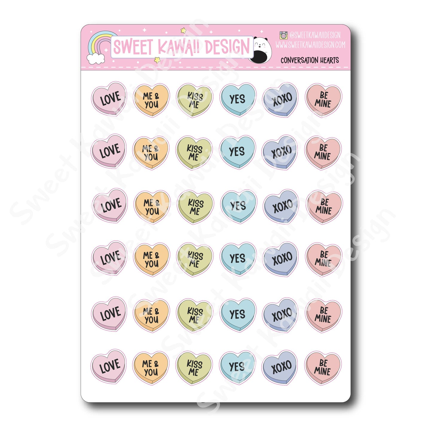 Kawaii Conversation Heart Stickers