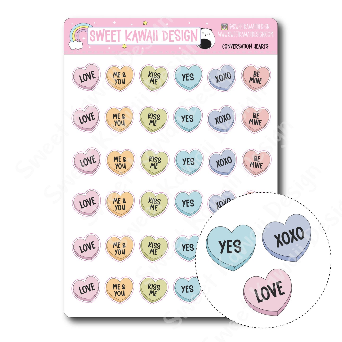 Kawaii Conversation Heart Stickers