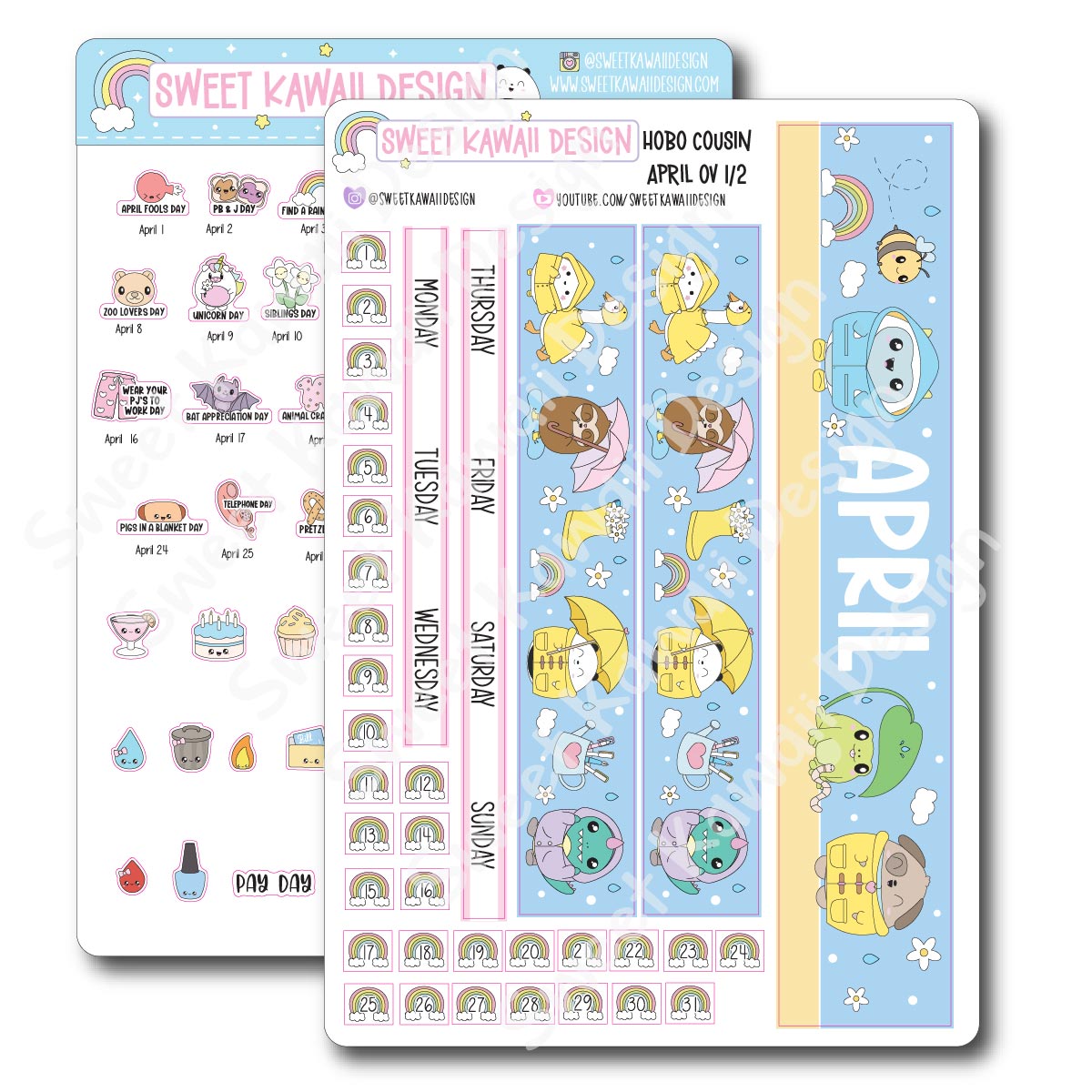 April 2025 Monthly Overview Stickers - Hobo COUSIN