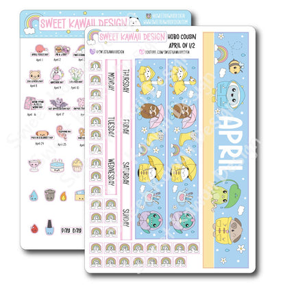 April 2025 Monthly Overview Stickers - Hobo COUSIN