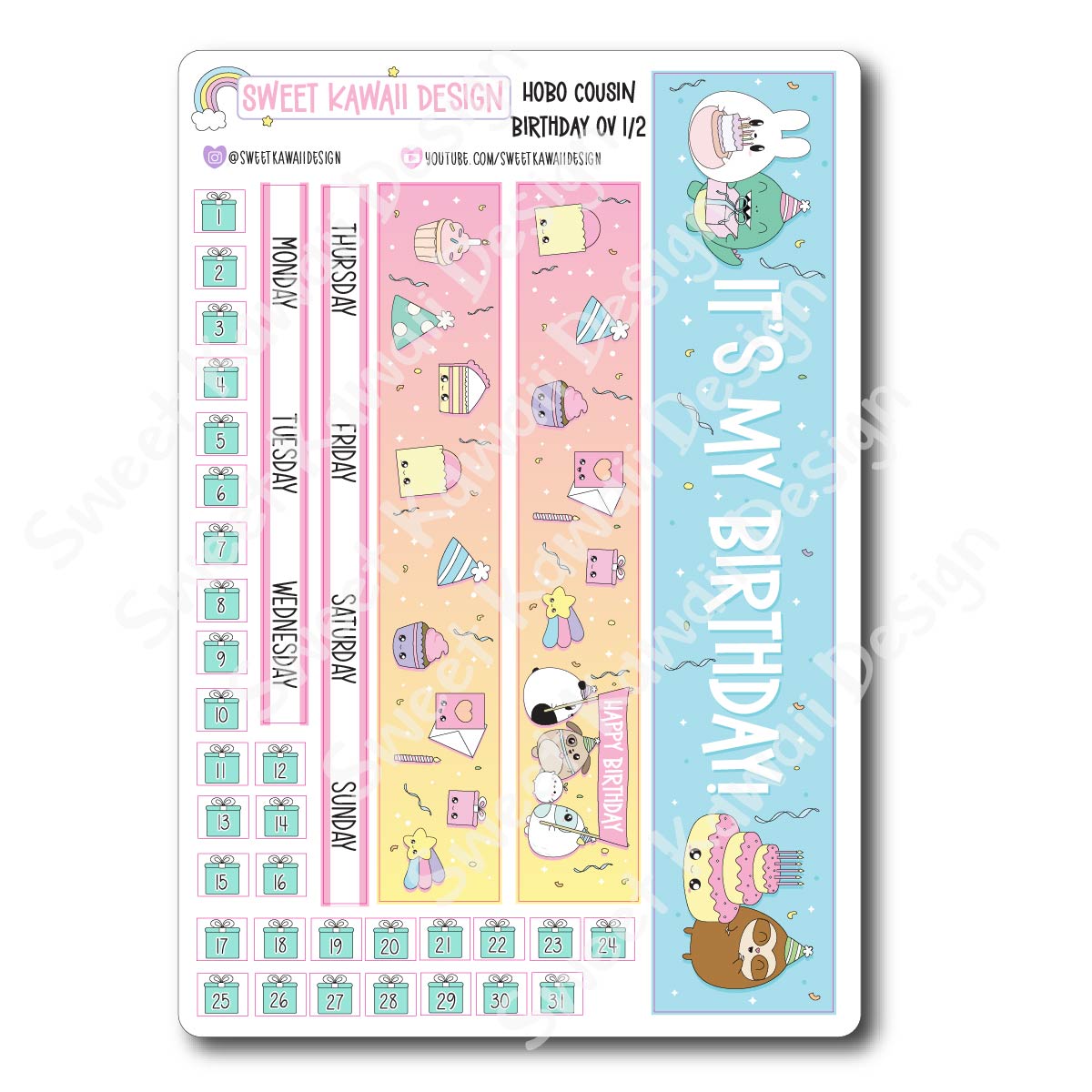 Birthday Monthly Overview Stickers - Hobo Cousin