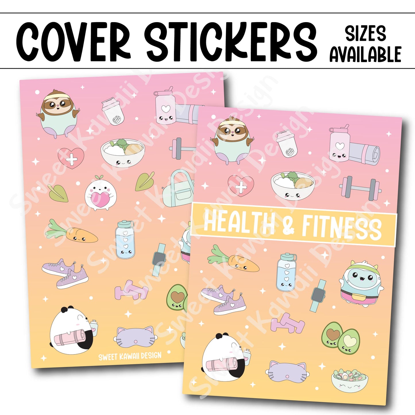 Planner Cover Stickers - Sizes Available - Health and Fitness