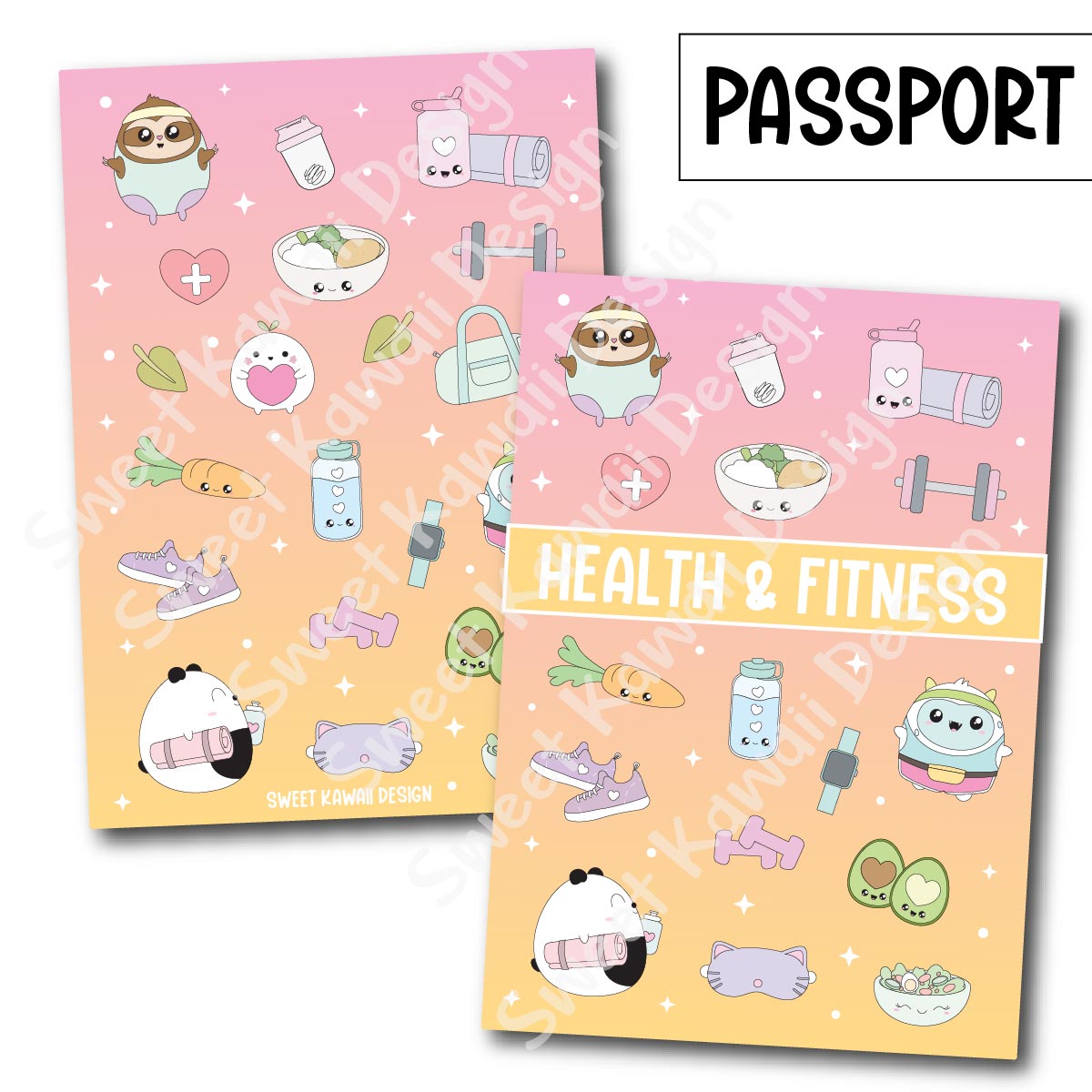 Planner Cover Stickers - Sizes Available - Health and Fitness