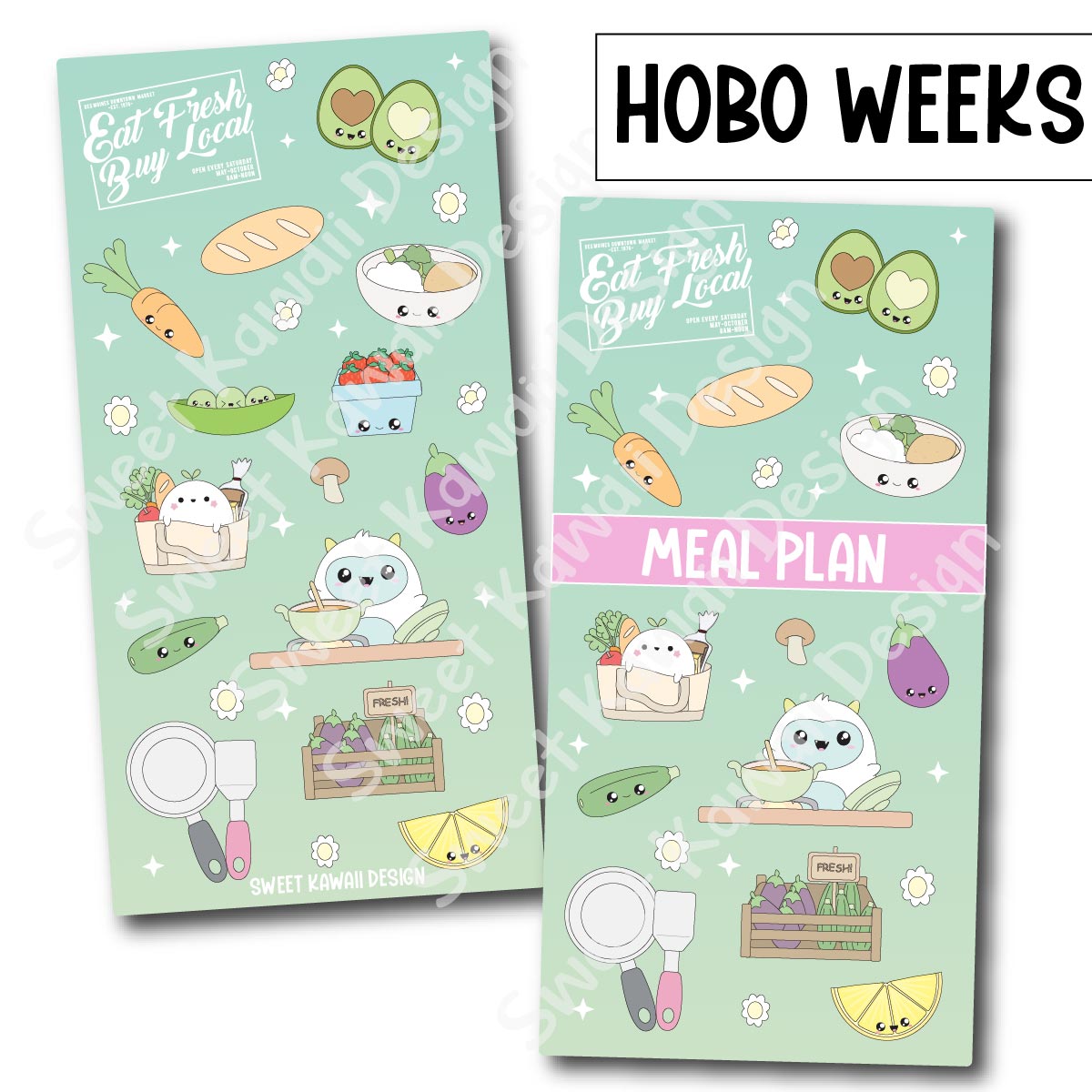 Planner Cover Stickers - Sizes Available - Meal Plan