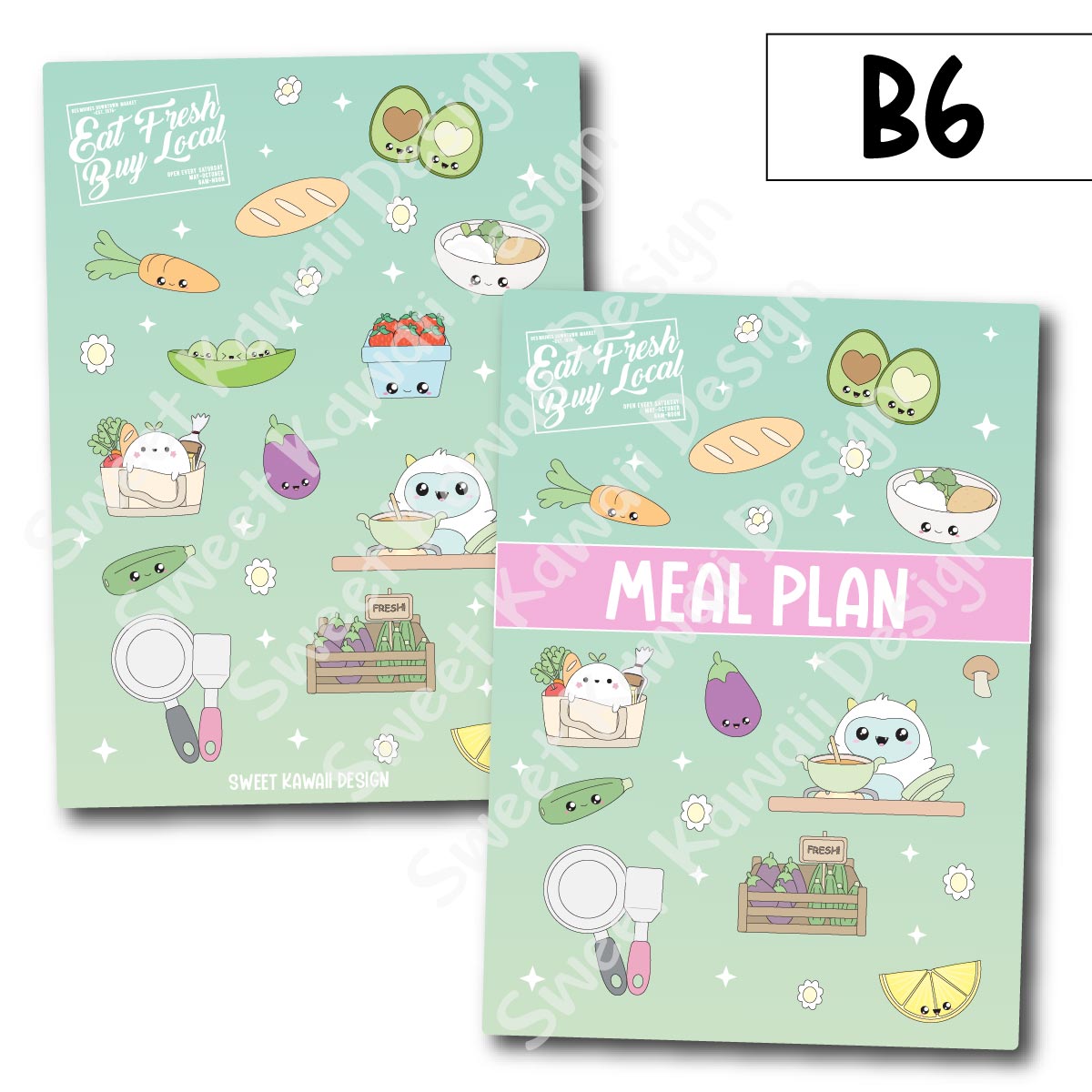 Planner Cover Stickers - Sizes Available - Meal Plan