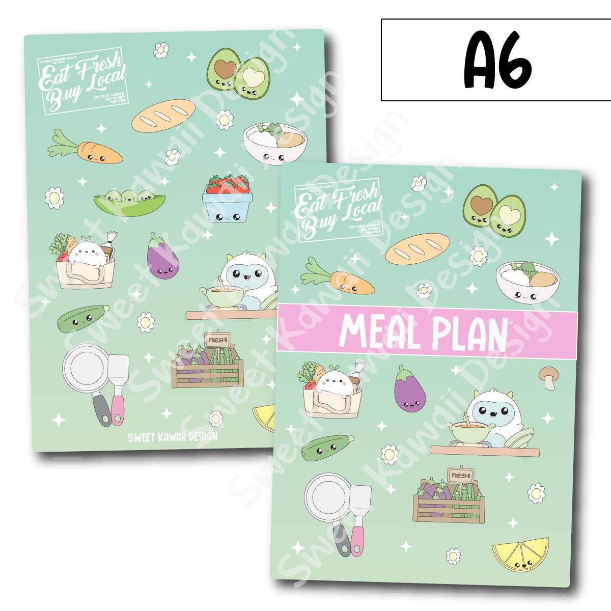 Planner Cover Stickers - Sizes Available - Meal Plan