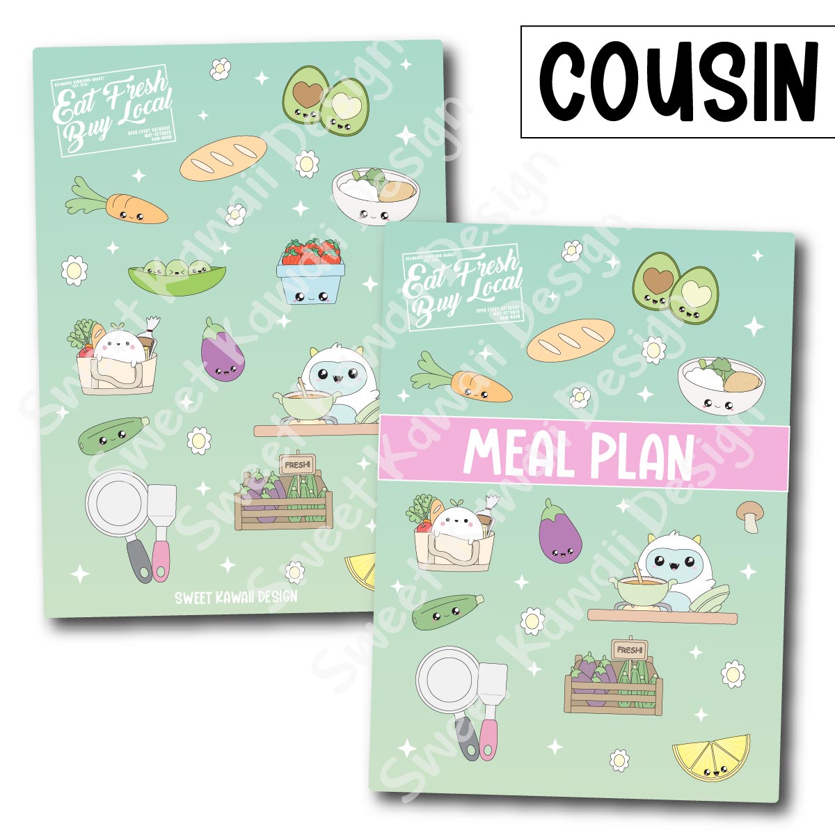 Planner Cover Stickers - Sizes Available - Meal Plan