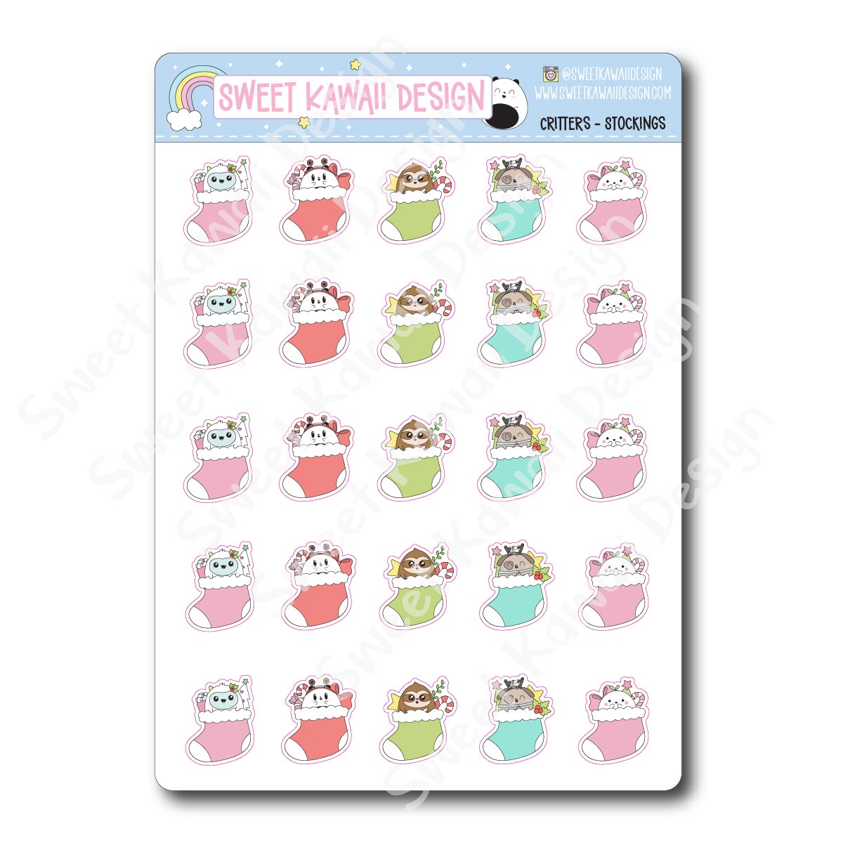 Kawaii Critter Stickers - Stockings