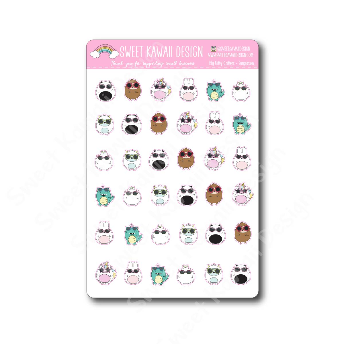 Kawaii Critter Stickers - Sunglasses