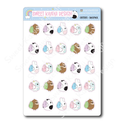 Kawaii Critter Stickers - Backpack