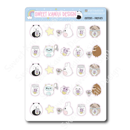 Kawaii Critter Stickers - Fireflies