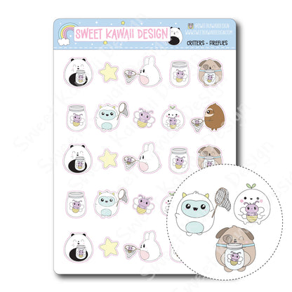 Kawaii Critter Stickers - Fireflies