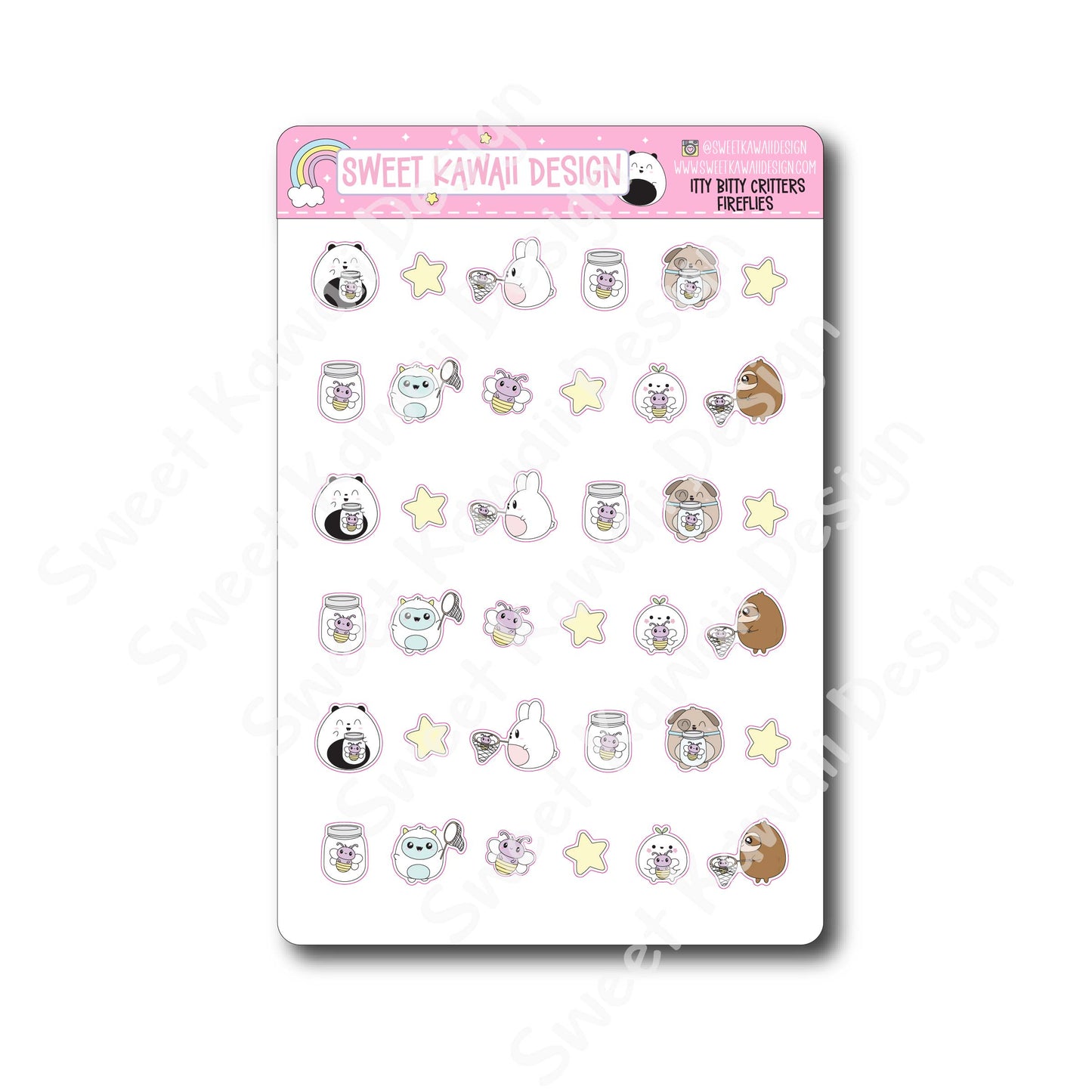 Kawaii Critter Stickers - Fireflies