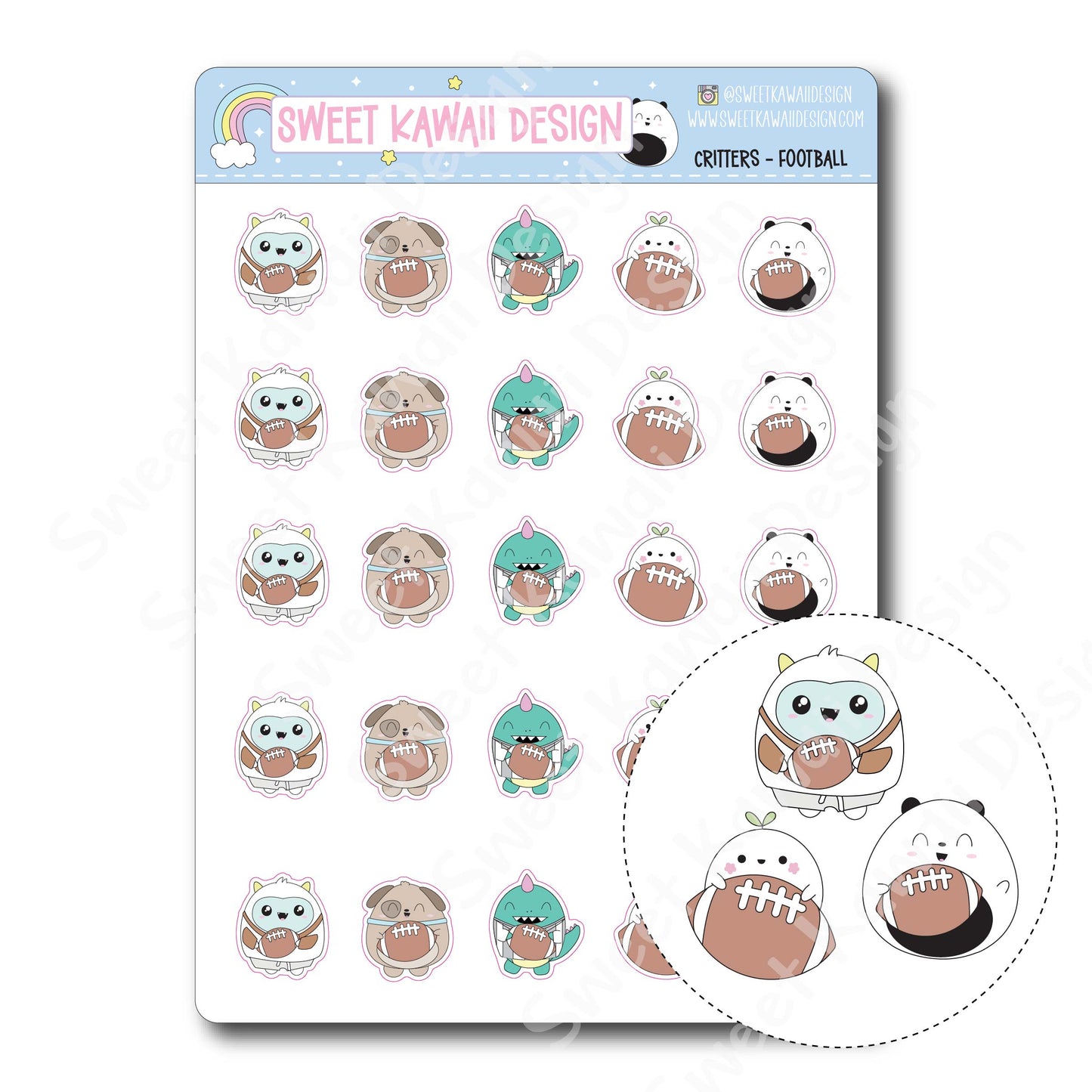 Kawaii Critters Stickers - Football