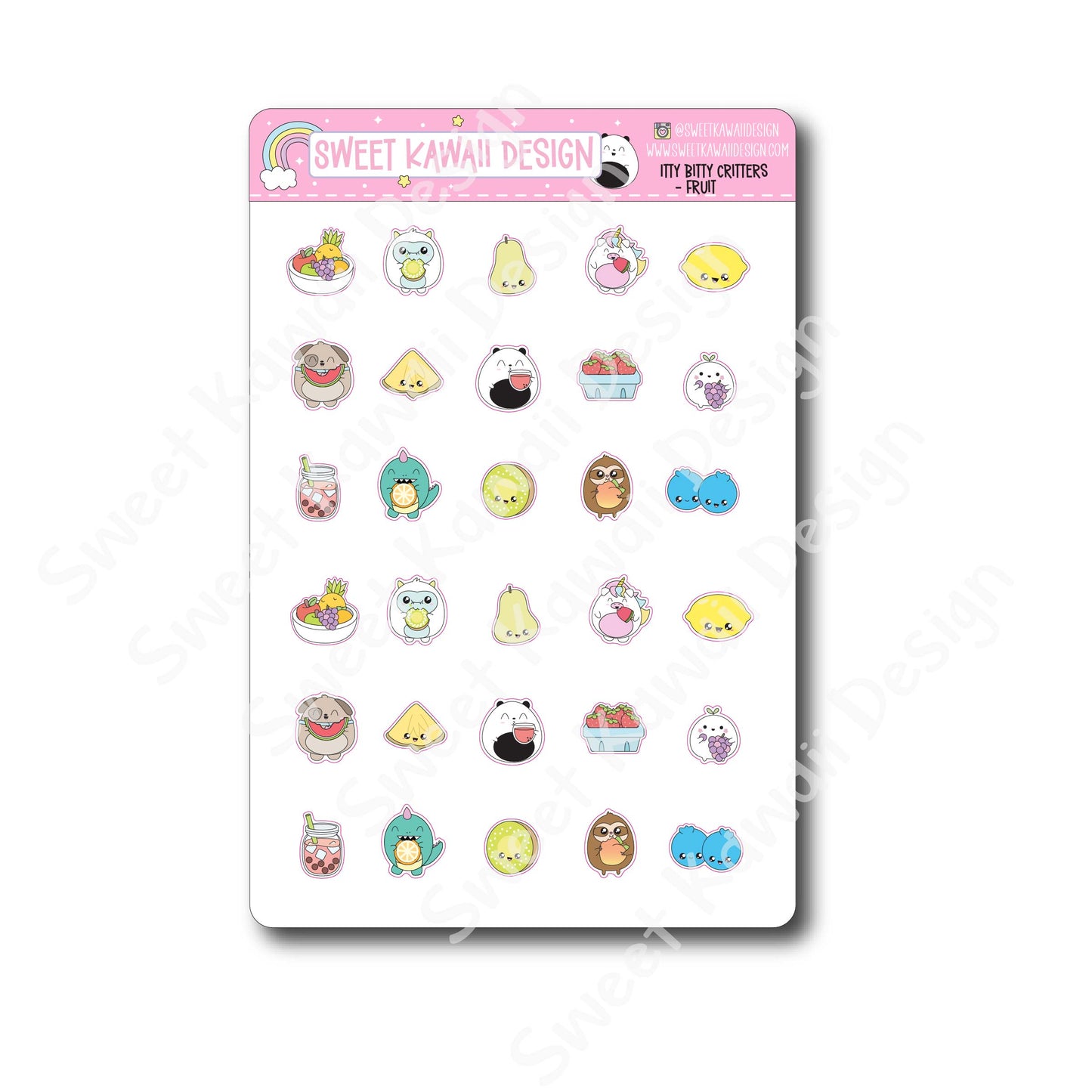 Kawaii Critter Stickers - Fruit