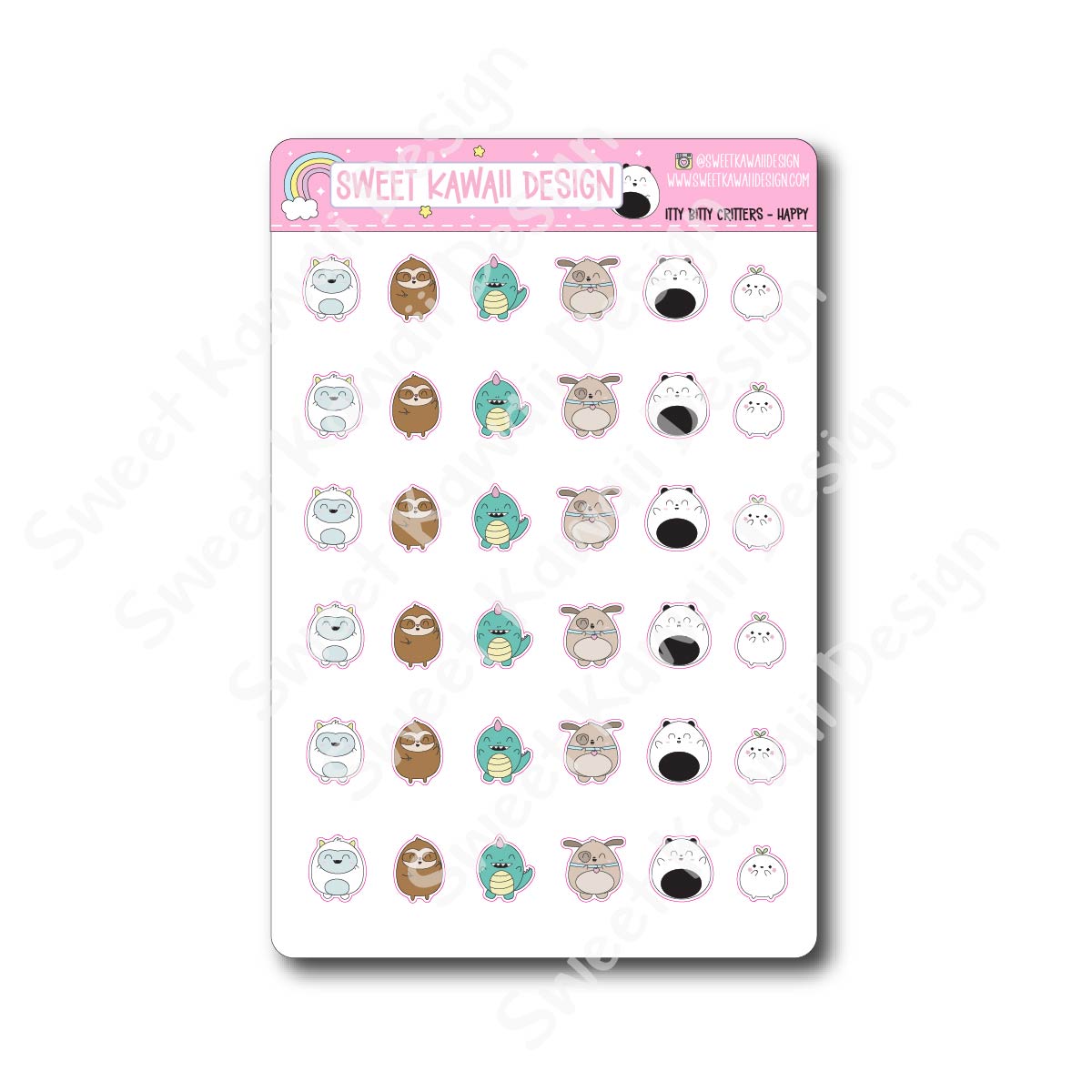 Kawaii Critter Stickers - Happy