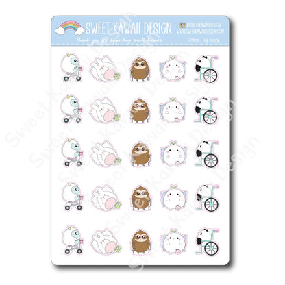 Kawaii Critter Stickers - Leg Injury