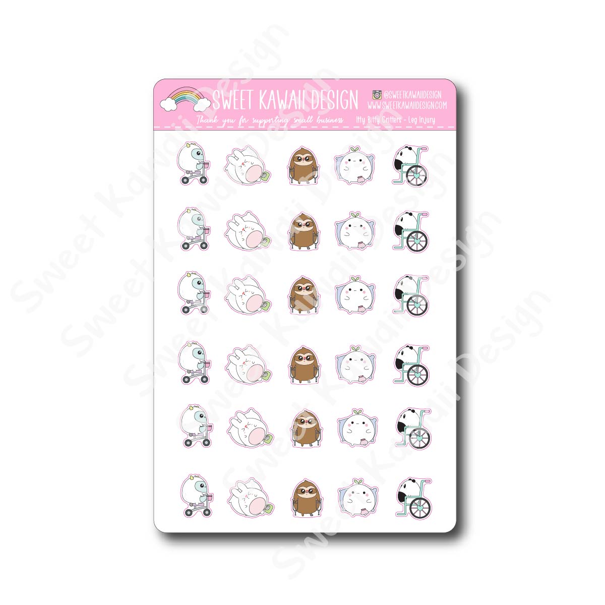 Kawaii Critter Stickers - Leg Injury