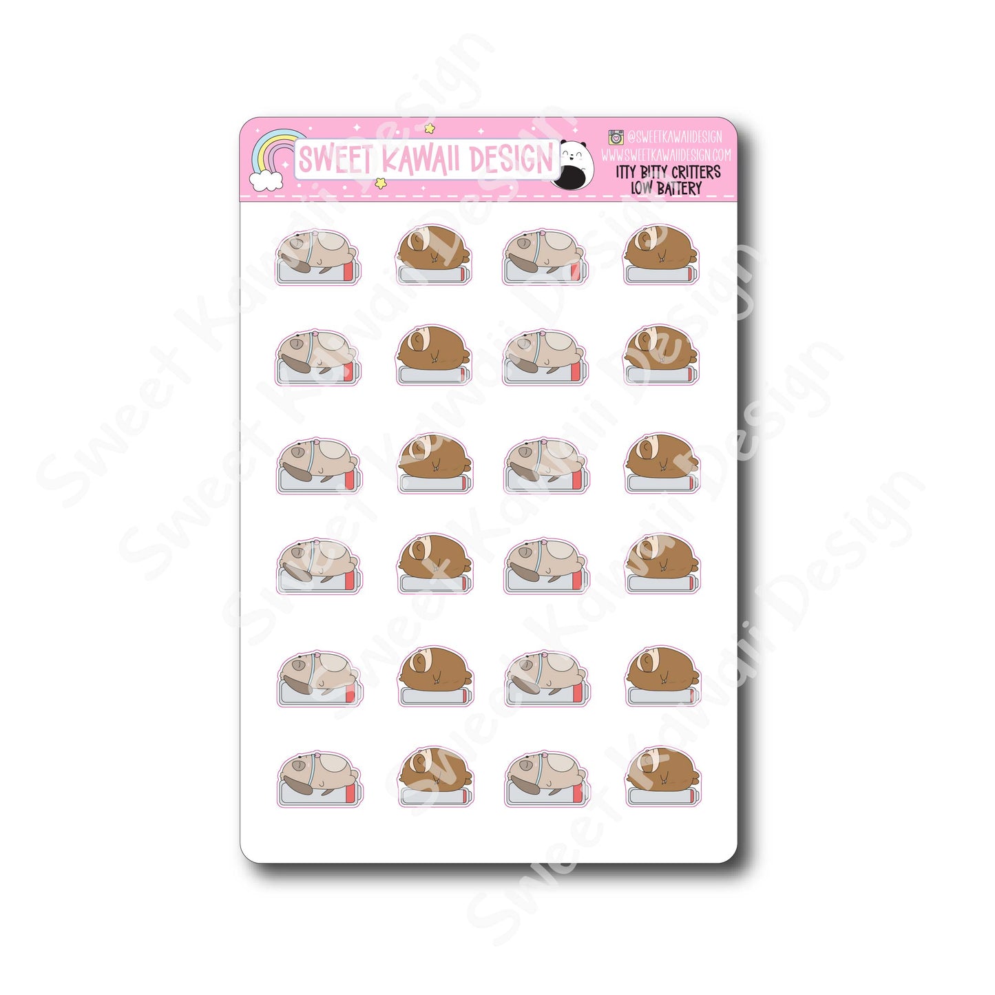 Kawaii Critter Stickers - Low Battery