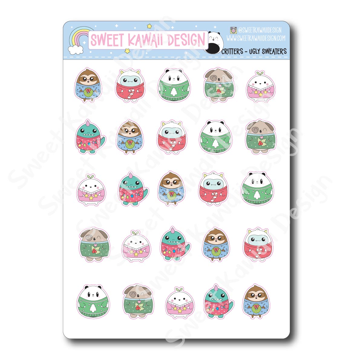 Kawaii Critter Stickers - Ugly Sweaters