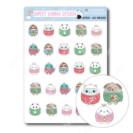 Kawaii Critter Stickers - Ugly Sweaters