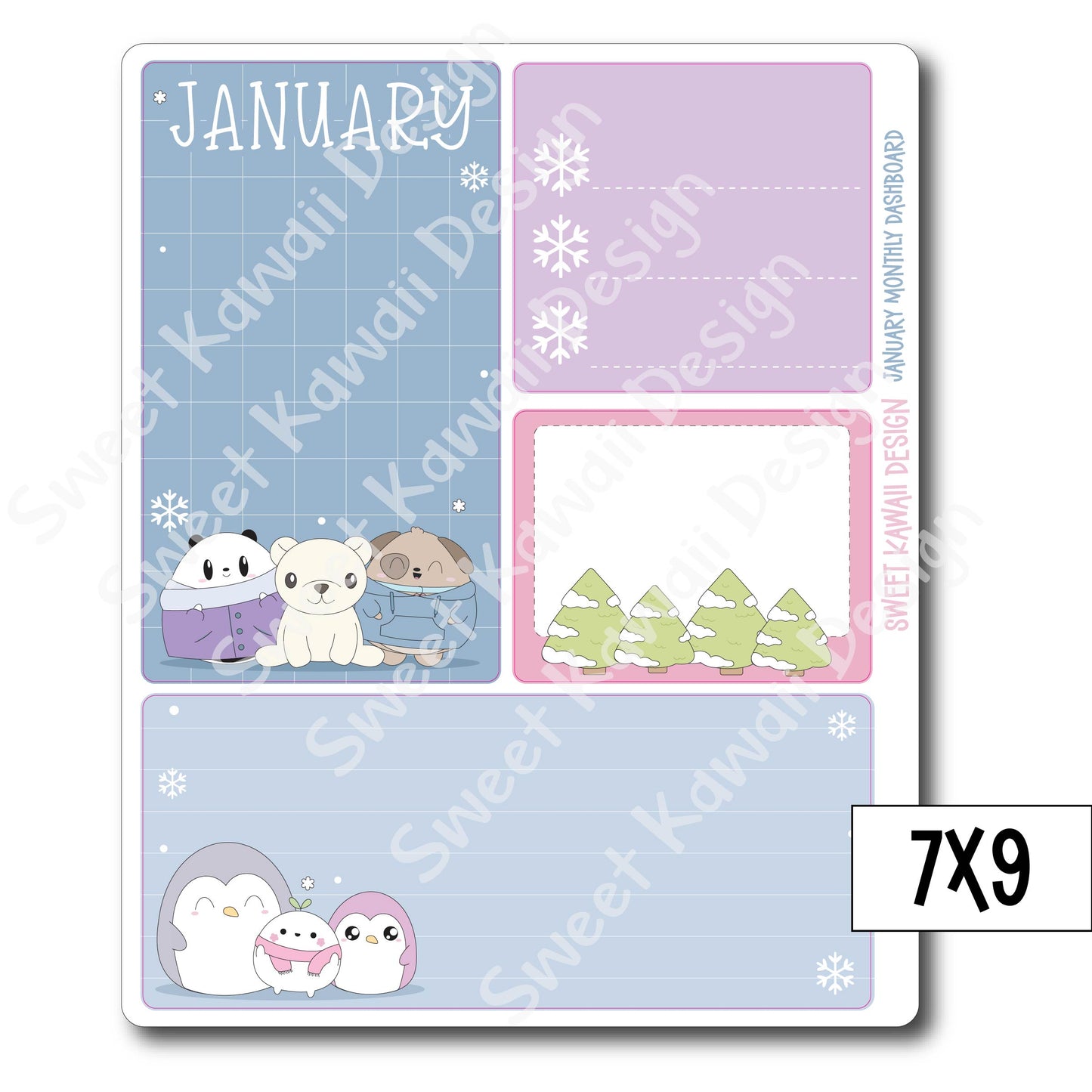 Kawaii Monthly Dashboard - January - Sizes Available