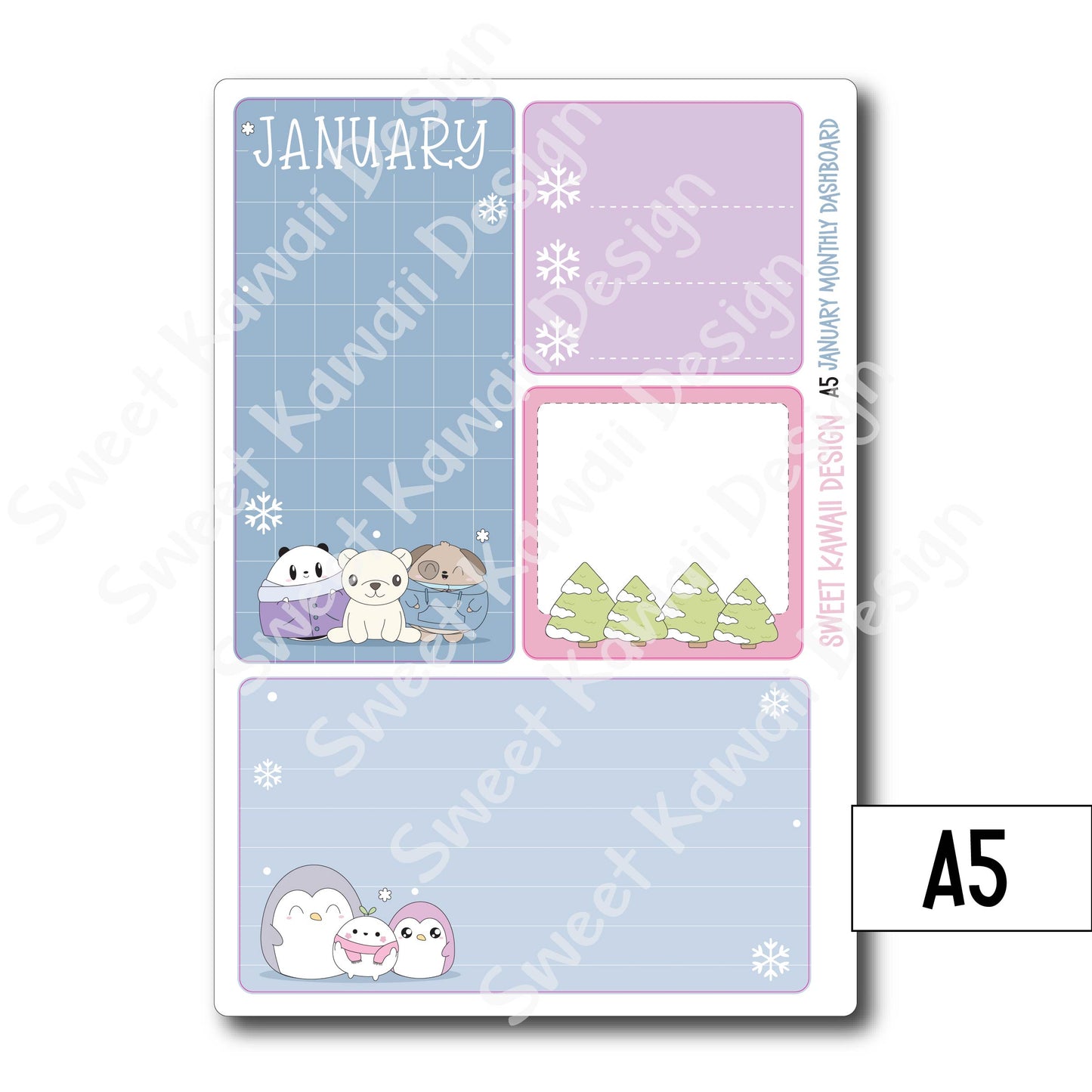 Kawaii Monthly Dashboard - January - Sizes Available